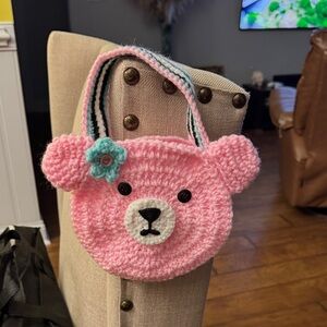 Pink Bear Crochet Kids Bag